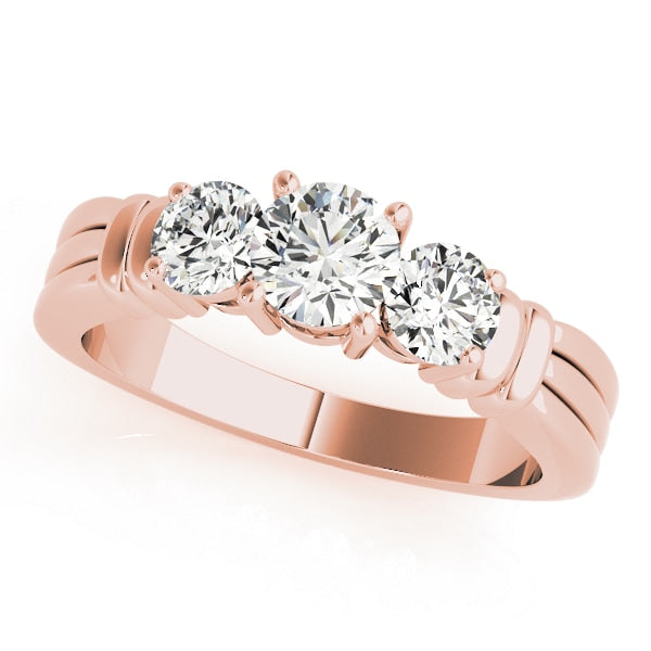 14K Rose Gold 1 ct tw Three Stone Diamond Engagement Ring