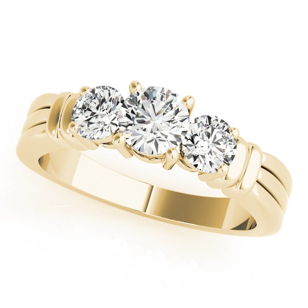 18K Yellow Gold 1 ct tw Three Stone Diamond Engagement Ring