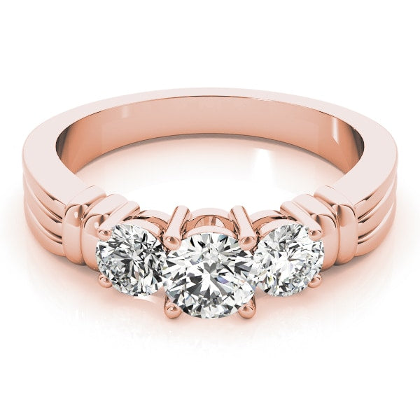 14K Rose Gold 1 ct tw Three Stone Diamond Engagement Ring