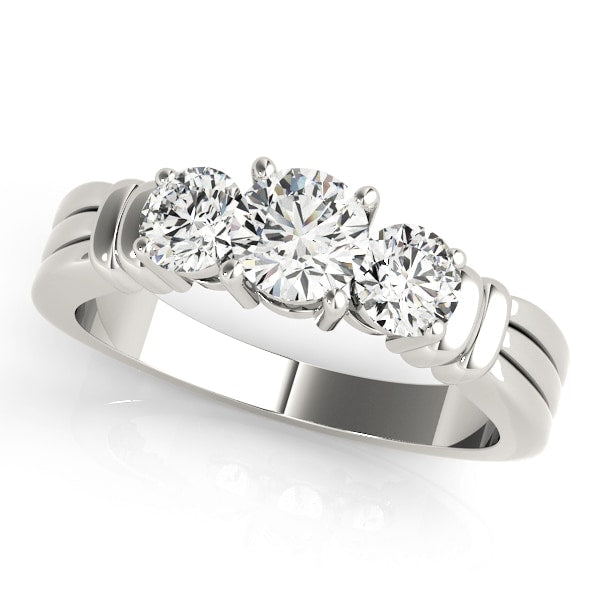 14K White Gold 1 ct tw Three Stone Diamond Engagement Ring