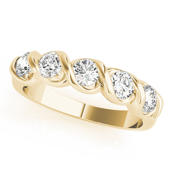 18K Yellow Gold 5-Stone Diamond Wedding Ring