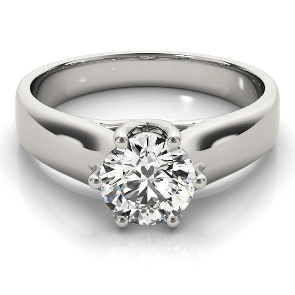 14K White Gold 1 CT Round Diamond Engagement Ring