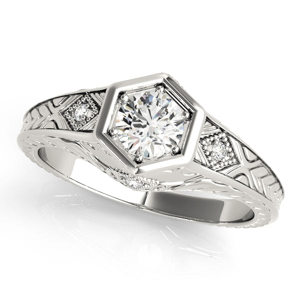 Platinum Vintage 3/8 CT Round Diamond Engagement Ring