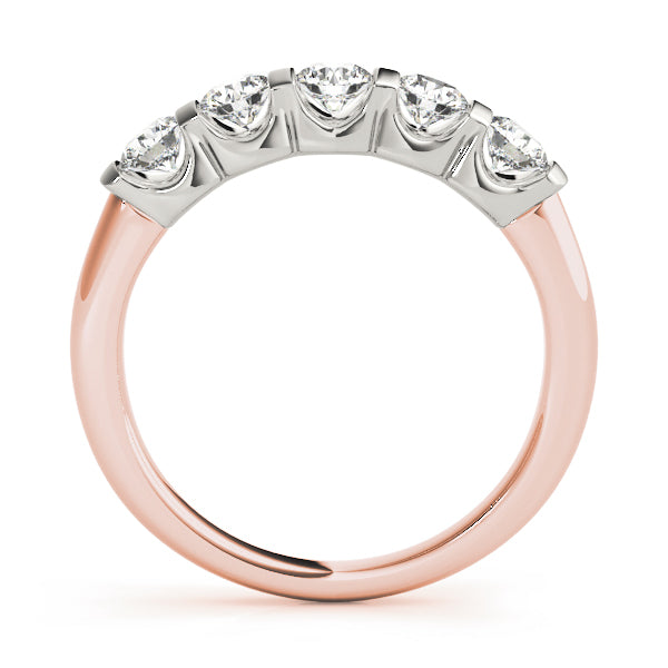 18K Rose Gold 5-Stone Diamond Wedding Ring