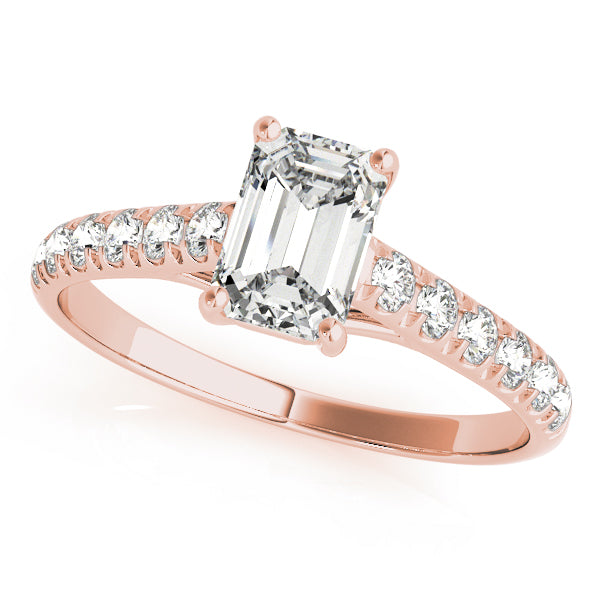 14K Rose Gold Emerald Diamond Engagement Ring