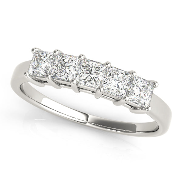 18K White Gold Square Diamond Wedding Ring