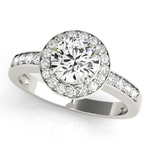 Platinum 1 CT Round Diamond Halo Engagement Ring