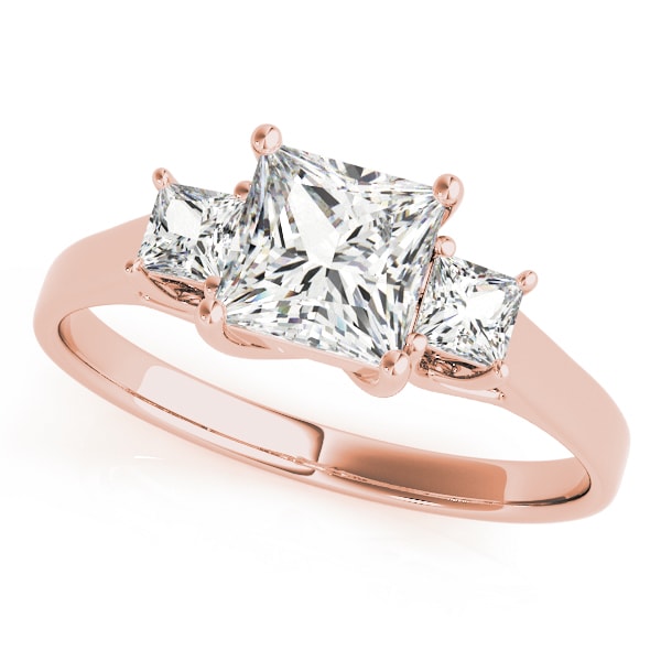 18K Rose Gold 1 ct tw Three Stone Diamond Engagement Ring