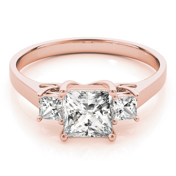 18K Rose Gold 1 ct tw Three Stone Diamond Engagement Ring