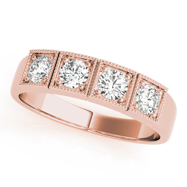 14K Rose Gold 0.36ctw Round Diamond Three-Stone Ring