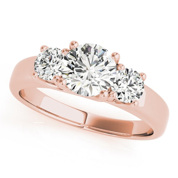 14K Rose Gold 1 ct tw Three Stone Diamond Engagement Ring