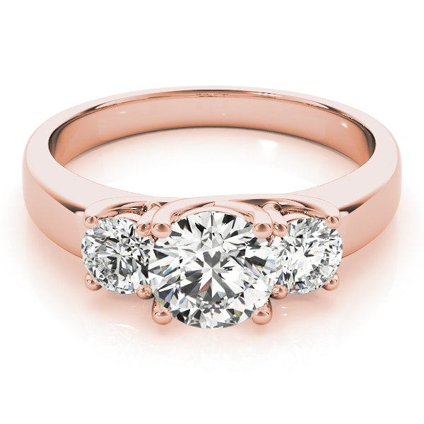 14K Rose Gold 1 ct tw Three Stone Diamond Engagement Ring