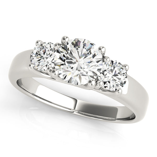 Round Diamond Three Stone Engagement Ring