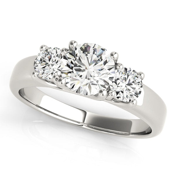 18K White Gold 1 ct tw Three Stone Diamond Engagement Ring