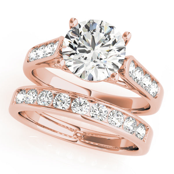 14K Rose Gold 1 3/8 ct tw Trellis Diamond Engagement Ring