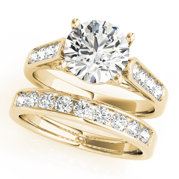 14K Yellow Gold 1 3/8 ct tw Trellis Diamond Engagement Ring