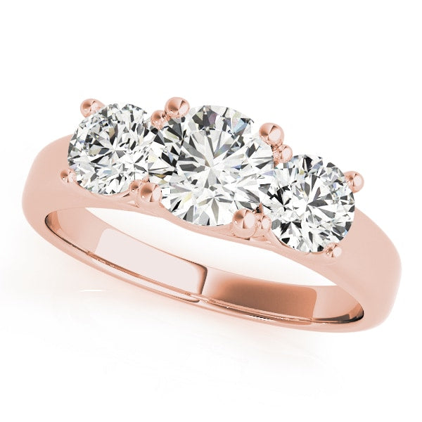14K Rose Gold 1 ct tw Three Stone Diamond Engagement Ring