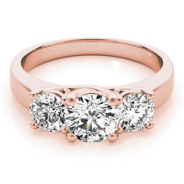 18K Rose Gold 1 ct tw Three Stone Diamond Engagement Ring