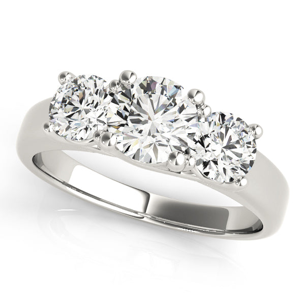 1 CT Round Diamond Three Stone Engagement Ring