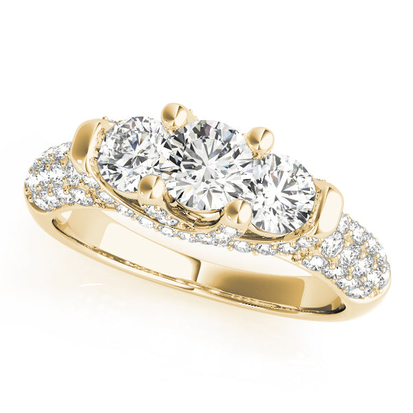 14K Yellow Gold Round Diamond Engagement Ring