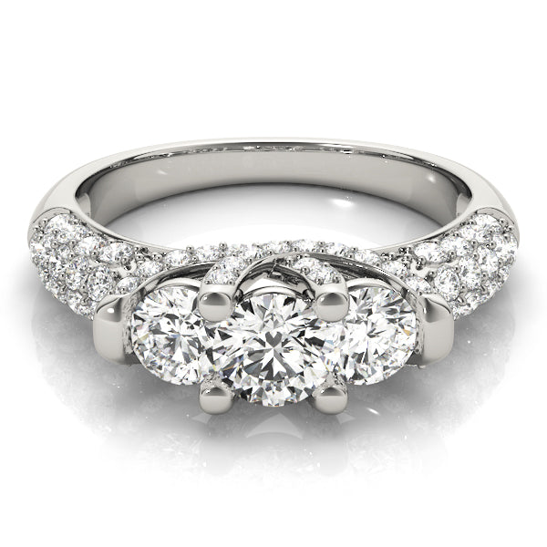18K White Gold 1 CT Round Diamond Three-Stone Ring