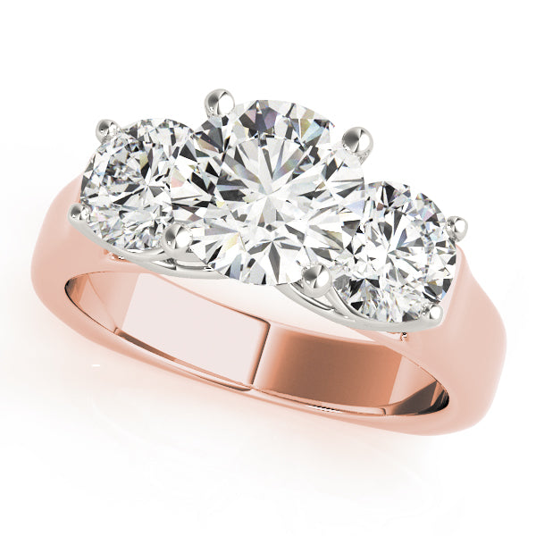14K Rose Gold 1 CT Diamond Three-Stone Engagement Ring