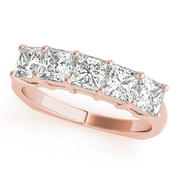 14K Rose Gold Square Diamond Wedding Ring