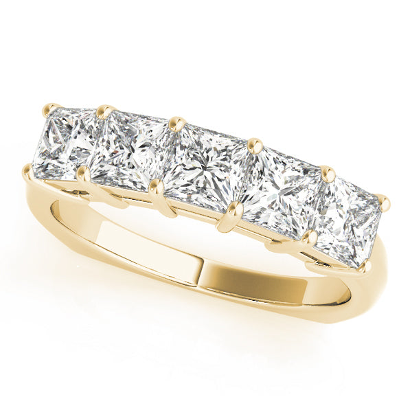 18K Yellow Gold Square Diamond Wedding Ring