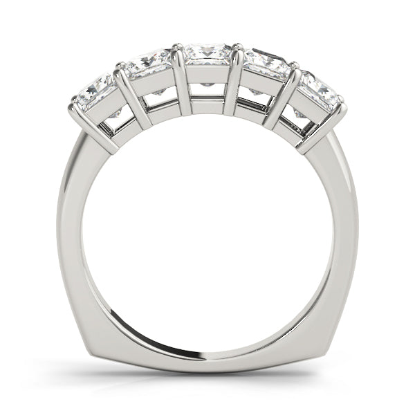 14K White Gold Square Diamond Wedding Ring