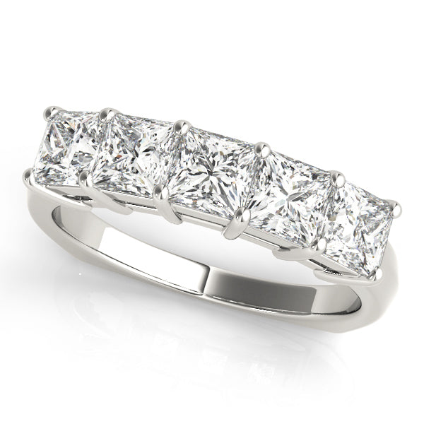 18K White Gold Square Diamond Wedding Ring