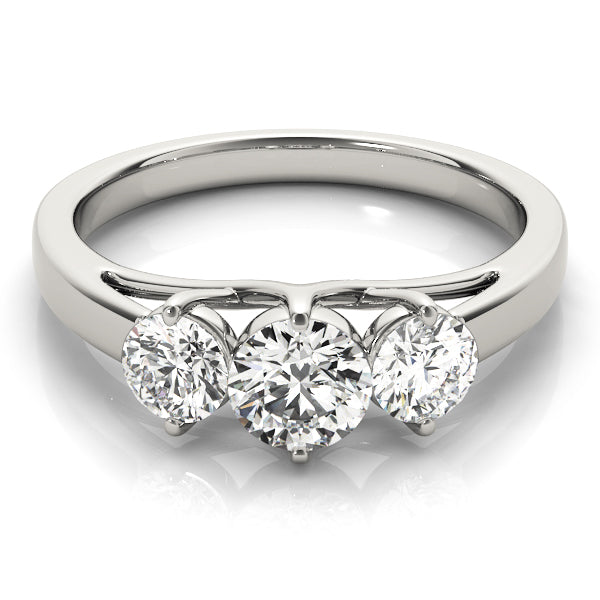 18K White Gold 1/2 CT Diamond Three-Stone Engagement Ring