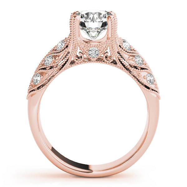 18K Rose Gold 1 3/4 ct tw Vintage Diamond Engagement Ring