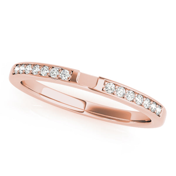 18K Rose Gold 1/8 ct Diamond Wedding Band