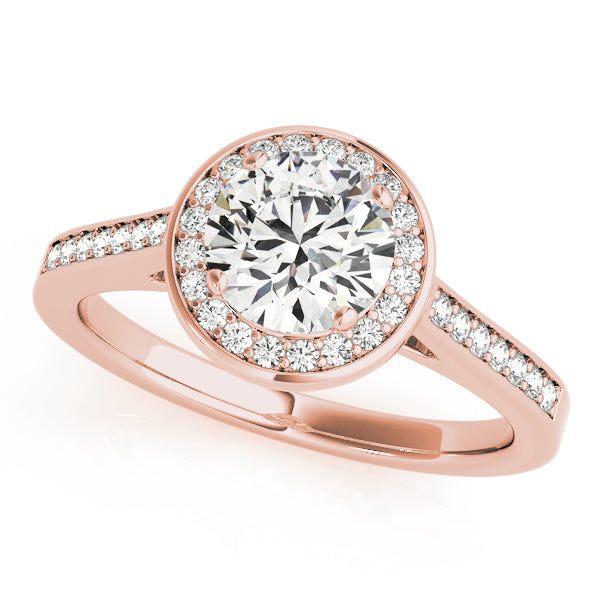 14K Rose Gold 1 CT Diamond Halo Engagement Ring
