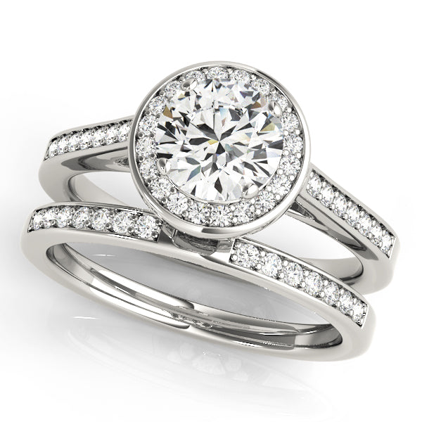 14K White Gold 1.25ctw Diamond Halo Engagement Ring