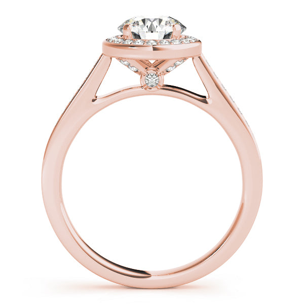 14K Rose Gold Diamond Halo Engagement Ring 1 ctw