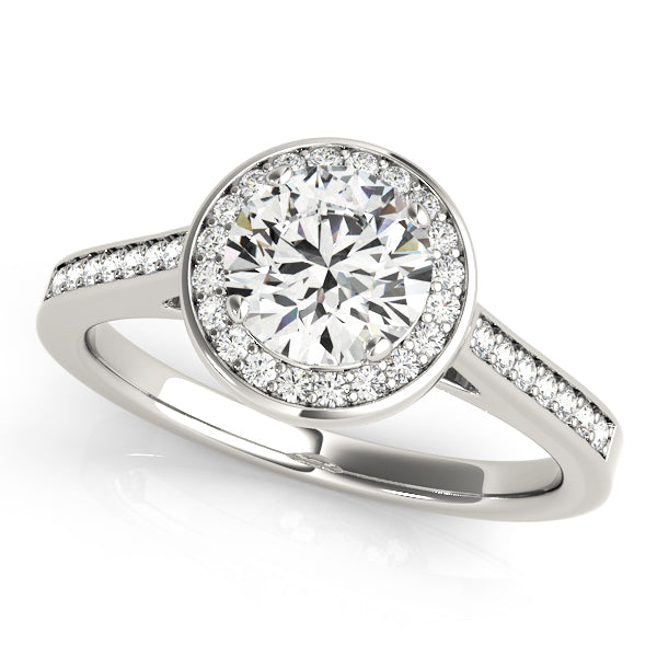 14K White Gold Round Diamond Engagement Ring Halo