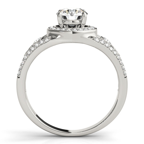 14K White Gold Diamond Halo Engagement Ring 1 ctw