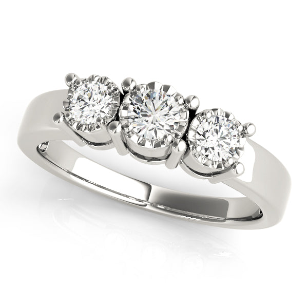 Round Diamond Three Stone Engagement Ring
