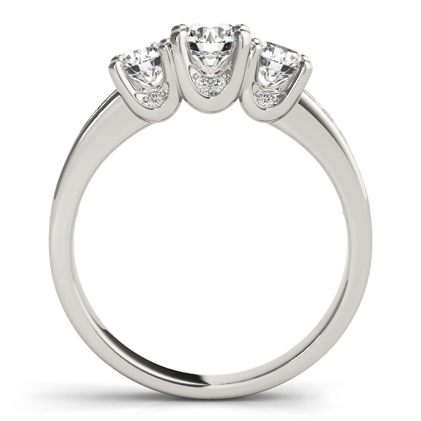 Platinum 1 CT Round Diamond Three Stone Engagement Ring