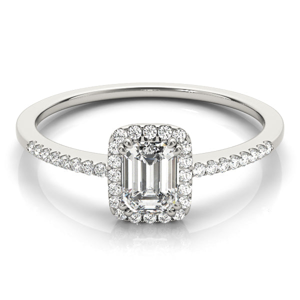 18K White Gold 1 CT Emerald Diamond Halo Ring