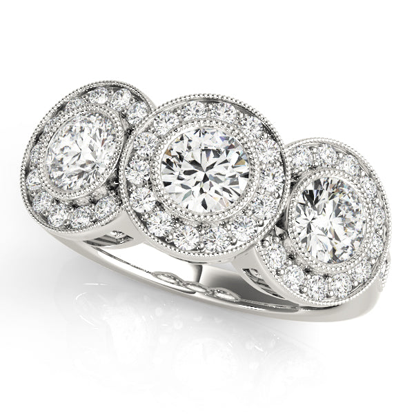 Platinum 1.38 CT Three-Stone Diamond Engagement Ring