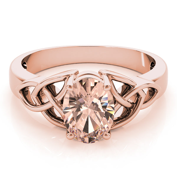 14K Rose Gold Oval Diamond Fashion Ring