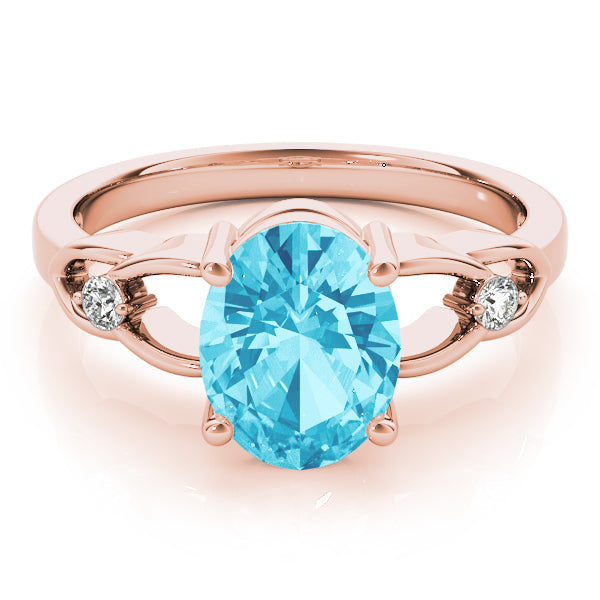 Rose Gold Oval Diamond Fashion Ring | 14K