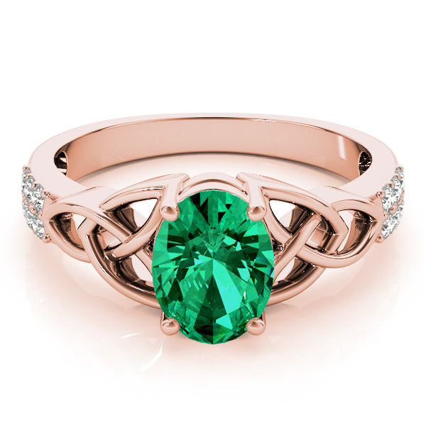 14K Rose Gold Oval Diamond Fashion Ring