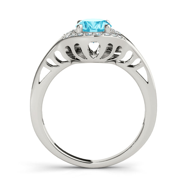 14K White Gold Diamond Oval Fashion Ring