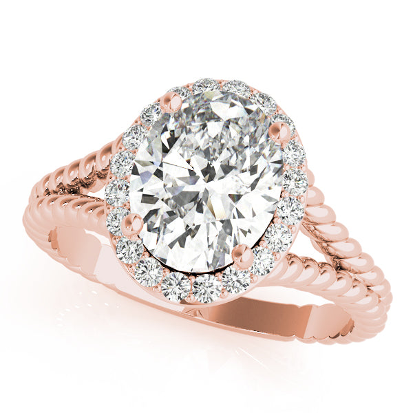 Rose Gold 1 CT Oval Diamond Halo Engagement Ring