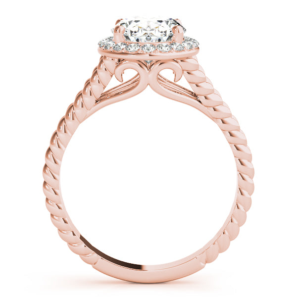 Rose Gold 1 CT Oval Diamond Halo Engagement Ring