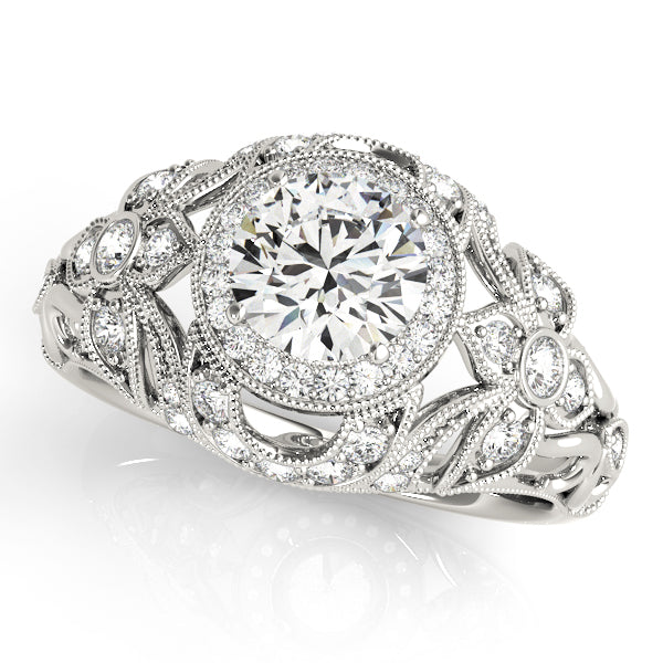 18K White Gold 1 ct Diamond Halo Engagement Ring