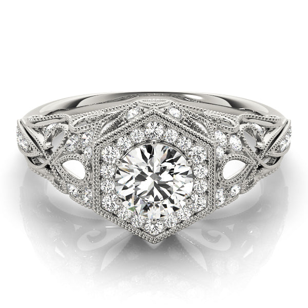 Round Diamond Halo Engagement Ring